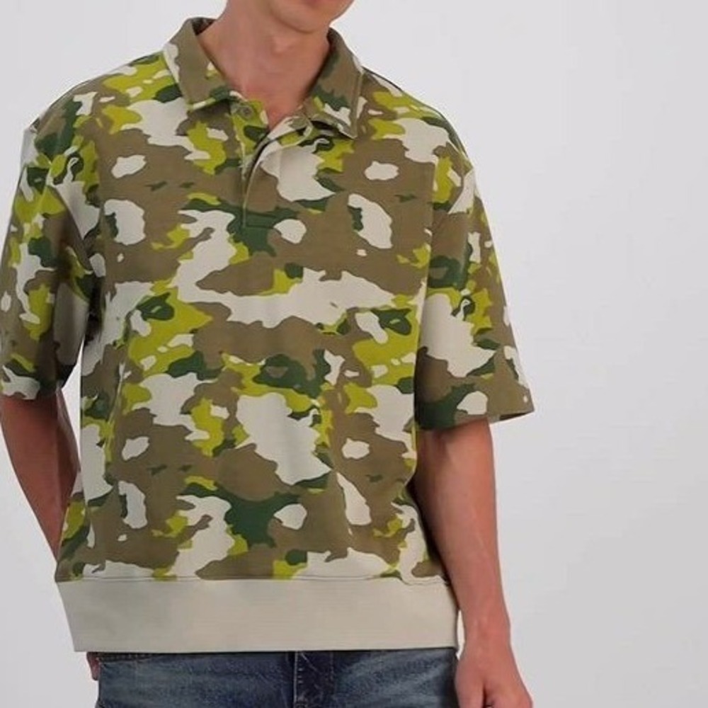 Mode of One Mens Relaxed‎ Fit French Terry Camo Polo Shirt Army Brown XL NEW